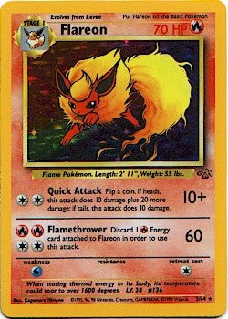 Pokemon Jungle Holofoil Card - Flareon 3/64