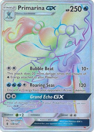Primarina GX 149/145 Hyper Rare - Pokemon Sun & Moon Guardians Rising Card