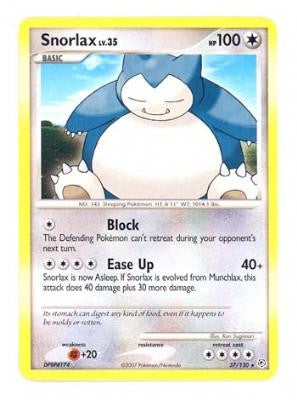 Pokemon Diamond & Pearl Rare Card - Snorlax 37/130