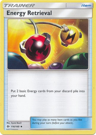 Energy Retrieval 116/149 Uncommon - Pokemon Sun & Moon Base Set Single Card