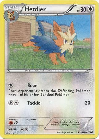 Pokemon Dark Explorers Uncommon Card - Herdier 87/108