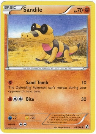 Pokemon Black & White Sandile 63/114 Common Card
