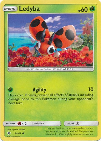 Ledyba 9/147 Common - Pokemon Sun & Moon Burning Shadows Card