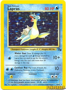 Pokemon Fossil Holo Card - Lapras 10/62