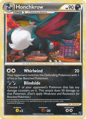 Pokemon Card HeartGold SoulSilver HS Undaunted Rare Honchkrow 15/90