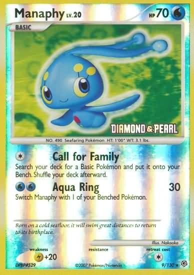 Pokemon Burger King Reverse Rare Promo Card - Manaphy 9/130
