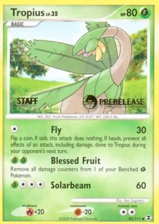 Pokemon Staff Pre-Release Uncommon Promo Card - Tropius 52/111