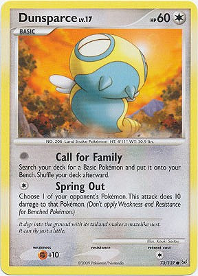 Pokemon Platinum Edition Common Card - Dunsparce 73/127