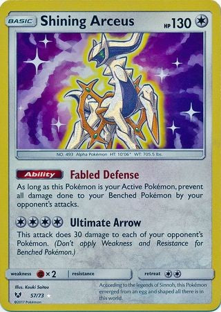 Shining Arceus - 57/73 - Holo Rare Sun & Moon: Shining Legends Singles