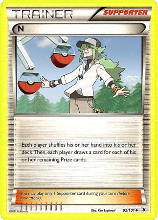 Pokemon Noble Victories Uncommon Trainer Card - N 92/101