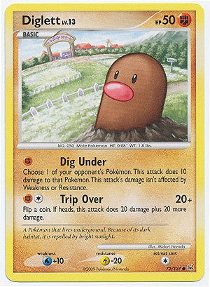 Pokemon Platinum Edition Common Card - Diglett 72/127