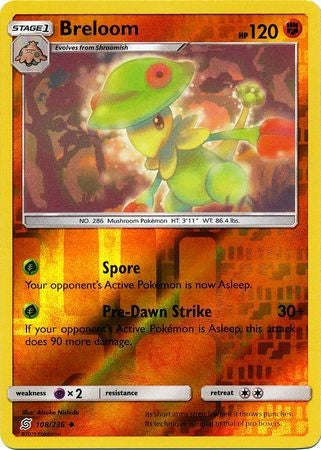 Breloom - 108/236 - Uncommon Reverse Holo Sun & Moon: Unified Minds Reverse