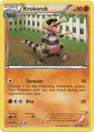 Pokemon Black & White Krokorok 64/114 Uncommon Card