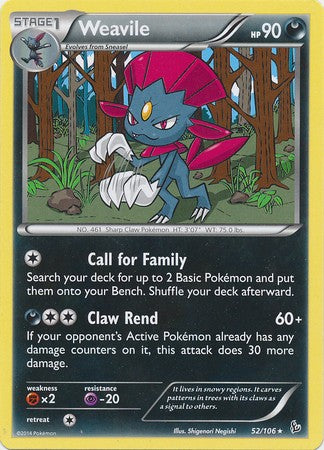 Weavile 52/106 - Pokemon XY Flashfire Rare Card