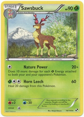 Pokemon Black & White Sawsbuck 14/114 Rare Single Card