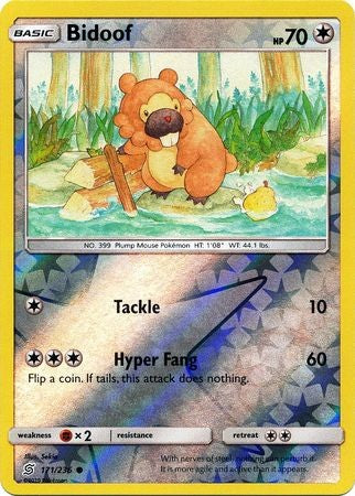 Bidoof - 171/236 - Common Reverse Holo Sun & Moon: Unified Minds Reverse Holo