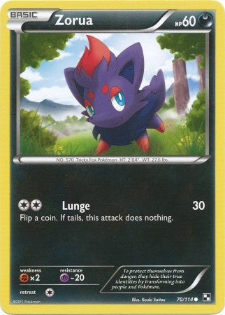 Pokemon Black & White Zorua 70/114 Common Card