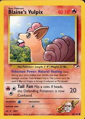 Pokemon Gym Heroes Common Card - Blaine's Vulpix 65/132