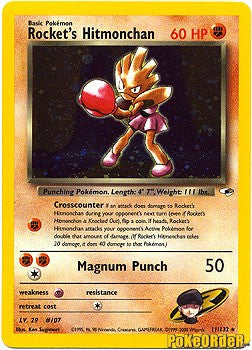 Pokemon Gym Heroes Holo Card - Rocket's Hitmonchan 11/132