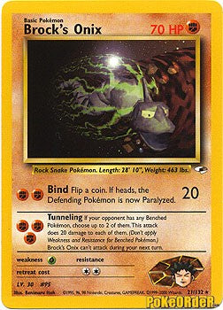 Pokemon Gym Heroes Rare Brock's Onix #21 Pokemon Gym Heroes Rare Brock's Onix #21