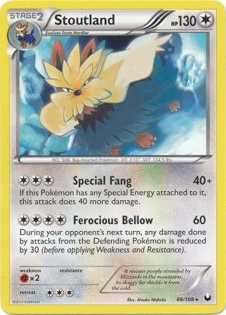 Pokemon Dark Explorers Rare Card - Stoutland 88/108