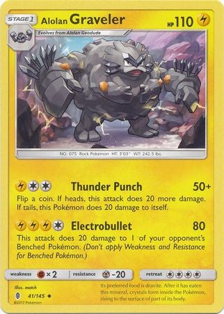 Alolan Graveler 41/145 Uncommon - Pokemon Sun & Moon Guardians Rising Card