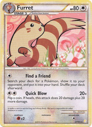 Pokemon HeartGold & SoulSilver HeartGold SoulSilver Rare Furret #21 Pokemon HeartGold & SoulSilver HeartGold SoulSilver Rare Furret #21