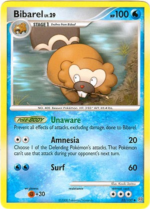 Pokemon Diamond and Pearl Stormfront Card - Bibarel (U) Pokemon Diamond and Pearl Stormfront Card - Bibarel (U)
