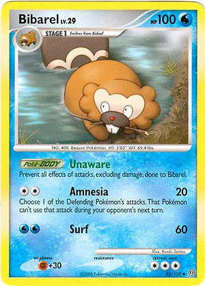 Pokemon Diamond and Pearl Stormfront Card - Bibarel (U)