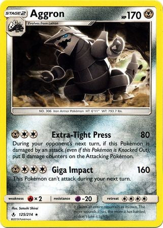 Pokemon Single Card Sun AND MOON - UNBROKEN BONDS - 125/234 : Aggron Pokemon Single Card Sun AND MOON - UNBROKEN BONDS - 125/234 : Aggron