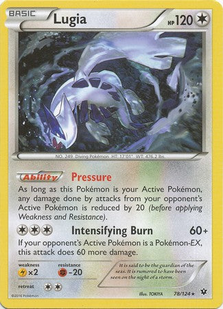 Lugia 78/124 Rare - Pokemon XY Fates Collide Card