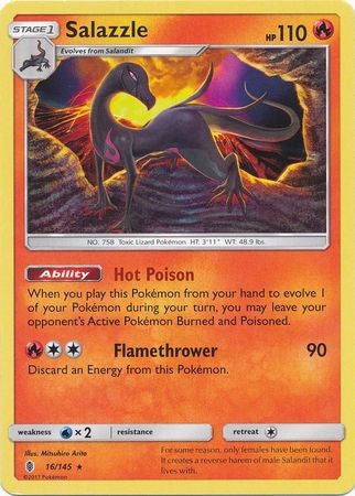 Salazzle - 16/145 - Rare - Reverse Holo - Sun & Moon: Guardians Rising Salazzle - 16/145 - Rare - Reverse Holo - Sun & Moon: Guardians Rising