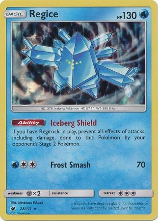 Regice 28/111 Rare Holo - Pokemon Crimson Invasion Card