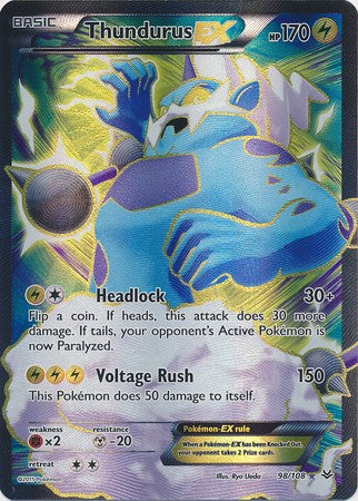 Pokemon X & Y Roaring Skies Ultra Rare Holo Full Art Thundurus-EX #98 Pokemon X & Y Roaring Skies Ultra Rare Holo Full Art Thundurus-EX #98