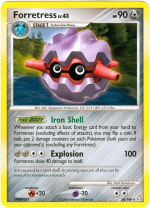 Pokemon Diamond & Pearl Legends Awakened Rare Forretress #28 Pokemon Diamond & Pearl Legends Awakened Rare Forretress #28