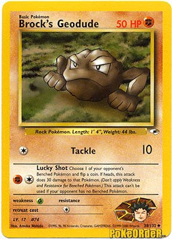 Pokemon Gym Heroes Uncommon Card - Brock's Geodude 38/132