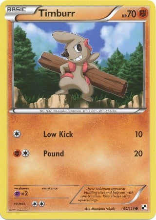 Pokemon Black & White Timburr 59/114 Common Card