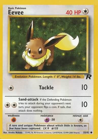 eevee rare cards Pokemon Team Rocket Common Eevee #55