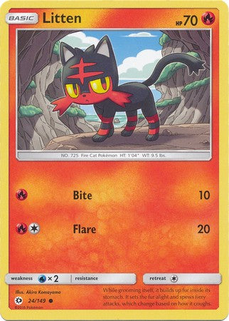 Litten 24/149 Common - Pokemon Sun & Moon Base Set Single Card