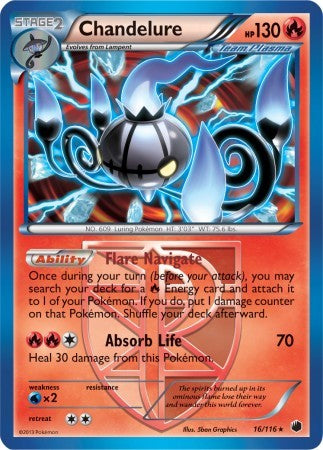 Chandelure 16/116 - Pokemon Plasma Freeze Holo Rare Card