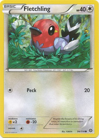 Fletchling 94/114 Common - Pokemon XY Steam Siege Card