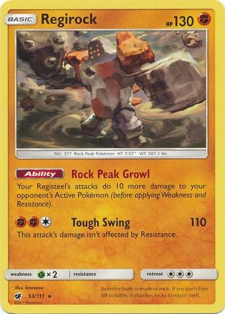 Pokemon Sun & Moon Crimson Invasion Rare Regirock #53 Pokemon Sun & Moon Crimson Invasion Rare Regirock #53