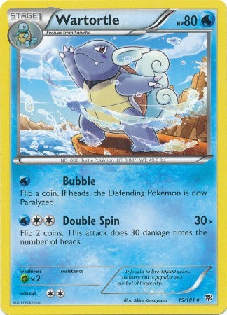 10000 damage pokemon card Wartortle (15/101) - Plasma Blast