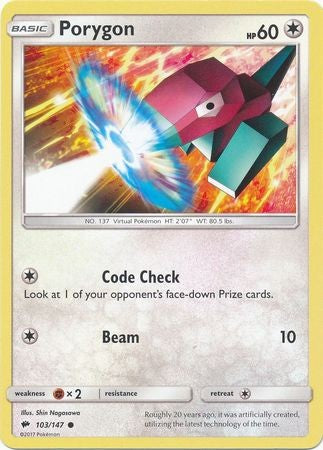 Porygon 103/147 Common - Pokemon Sun & Moon Burning Shadows Card