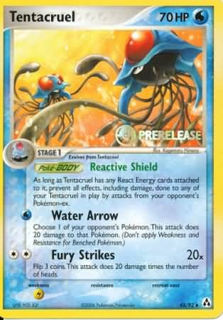 Pokemon Pre-Release Uncommon Promo Card - Tentacruel 45/92
