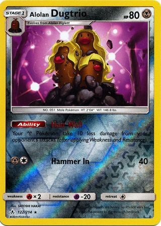 alolan dugtrio pokemon card value Alolan Dugtrio : Sun AND MOON - UNBROKEN BONDS 122/234