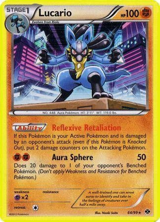Pokemon Next Destinies Reverse Holo Rare Card - Lucario 64/99
