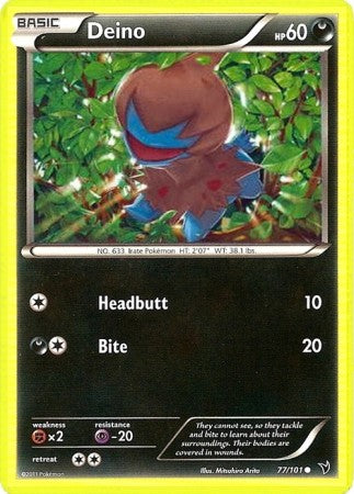 Pokemon Noble Victories Common Card - Deino 77/101