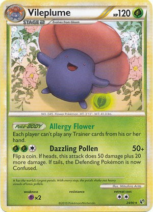 Pokemon HeartGold SoulSilver Undaunted Rare Card - Vileplume 24/90