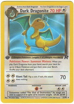 Pokemon Team Rocket Rare Card - Dark Dragonite 22/82